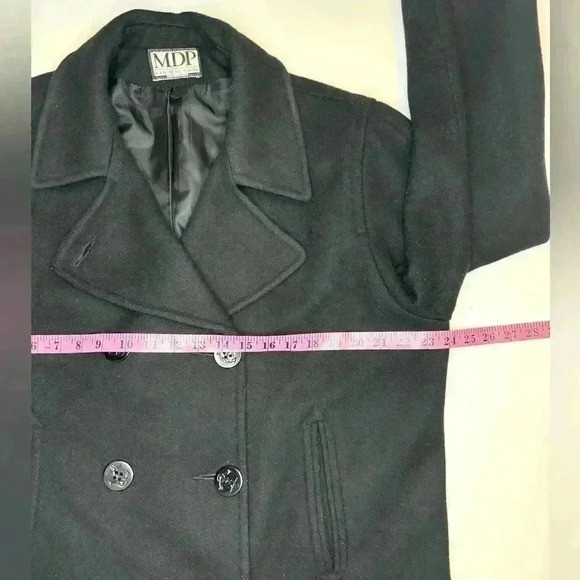 MDP Mario De Pinto Women’s Wool Blend Black Pea Coat Double Breasted Size- XL - Picture 5 of 9